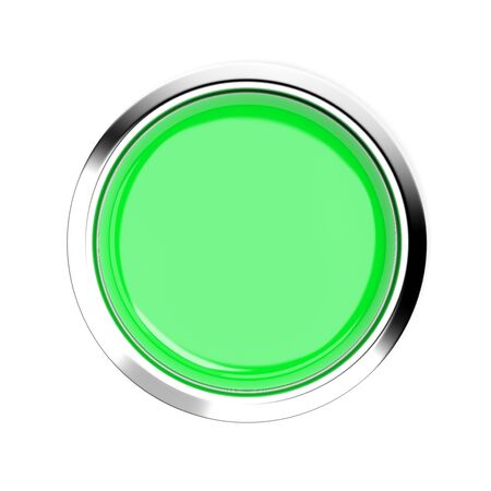 Green push button. Top view. 3d rendering illustration isolatedの写真素材