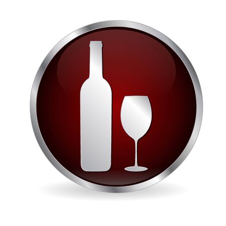 Wine bottle and glass. Alcohol symbol. Vector 3d illustration isolated on white backgroundのイラスト素材