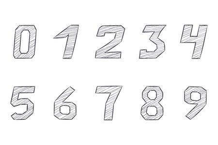 Numbers. Hand drawn sketchのイラスト素材
