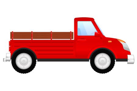 Red truck. Vector 3d illustration isolated on white backgroundのイラスト素材