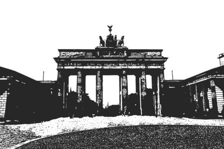 Brandenburg Gates. Berlin. Vintage hand drawn sketch. Vector illustrationのイラスト素材