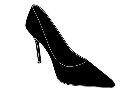 Women single shoe. Black silhouette iconのイラスト素材
