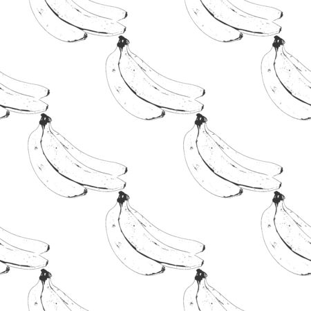 Bananas. Hand drawn sketch. Seamless patternのイラスト素材