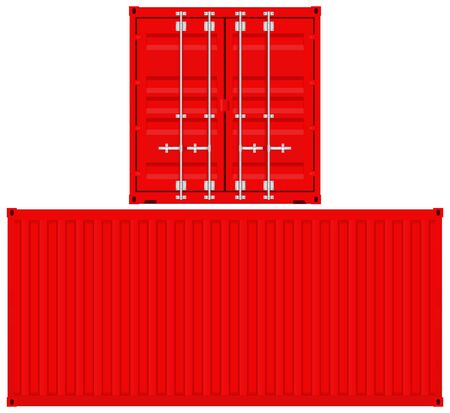 Red shipping container. Vector 3d illustration isolated on white background
