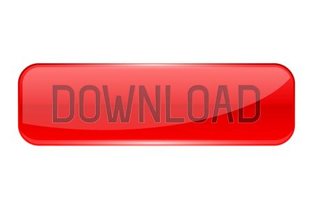 Download button. Rectangle red 3d icon. Vector illustration isolated on white backgroundのイラスト素材