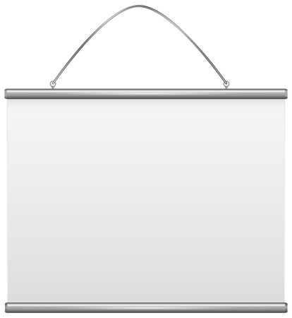 Roll up banner. Blank paper hanging on the wall. Vector 3d illustration isolated on white backgroundのイラスト素材