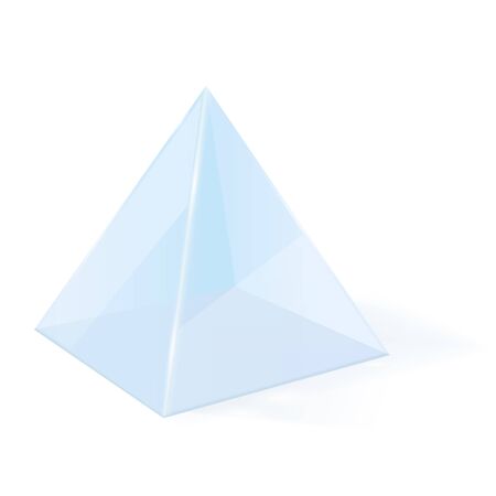 Transparent pyramid. 3d glass blue geometric shapeのイラスト素材