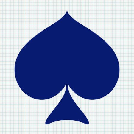 Card suit spade. Icon on lined paper background. Vector illustrationのイラスト素材