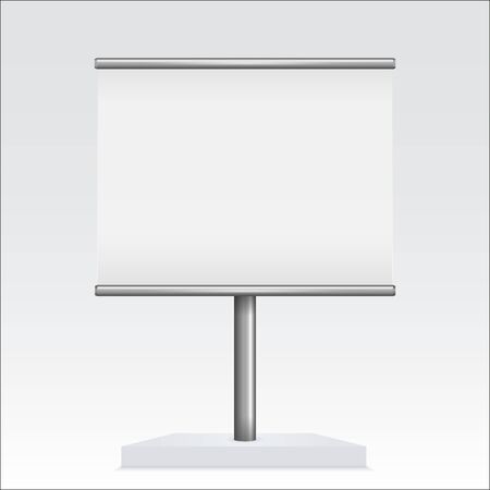 Banner stand. With blank white board. Vector 3d illustrationのイラスト素材