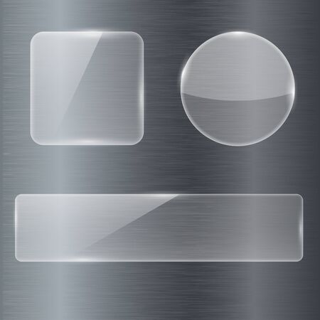 Transparent glass plates on metal background. Vector 3d illustrationのイラスト素材