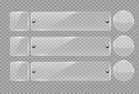 Transparent glass plates isolated. Vector 3d illustrationのイラスト素材