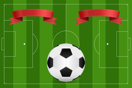 Football field and Soccer ball. Green soccer field Top view. Vector illustrationのイラスト素材