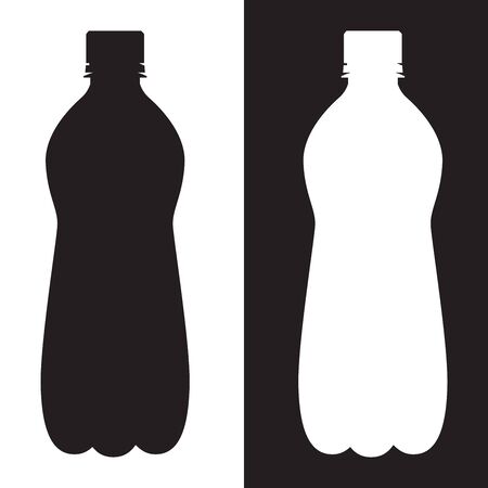 Bottle of water. Silhouette black and white icons. Vector illustrationのイラスト素材