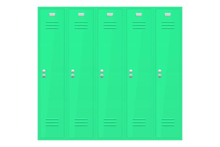 Green lockers section. Vector illustration isolated on white backgroundのイラスト素材
