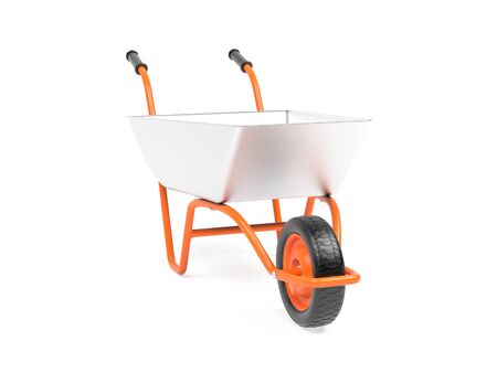 Metal garden barrow. 3d rendering illustration isolated on white backgroundの写真素材