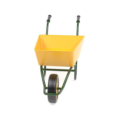 Metal garden barrow. 3d rendering illustration isolated on white backgroundの写真素材