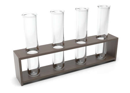 Chemical glass tubes. 3d rendering illustration isolated on white backgroundの写真素材