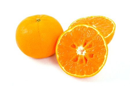 Fresh orange isolated on white backgroundの写真素材