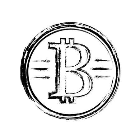 Bitcoin ink drawing, vintage style for t shirt and printing.のイラスト素材