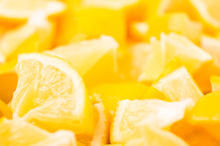 Modern food graphical background with lemon. Abstract creative banner concept. Bright colors.の写真素材