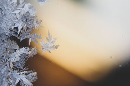 frosty patterns on the window. place under the text.の写真素材