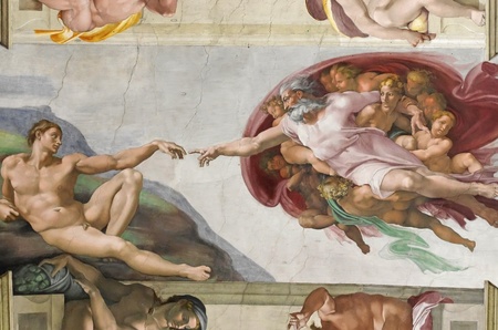Creation of Adam by Michelangelo in Sistine Chapelのeditorial素材