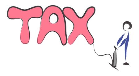 Tax word filling up with an air pumpのイラスト素材