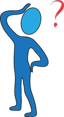 Confused man with question sign on whiteのイラスト素材