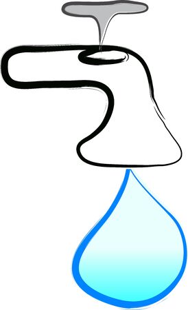 Water drop and faucet illustrationのイラスト素材