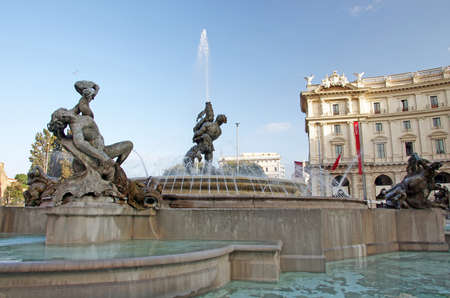 The Fountain of the Naiads on Piazza della Repubblica in Romeの写真素材