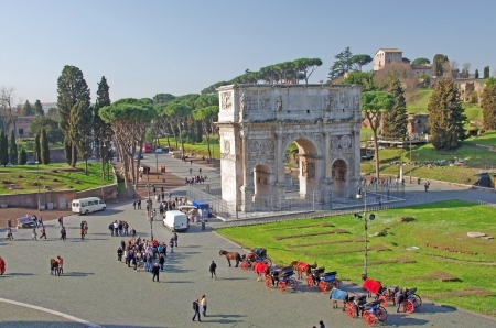 ROME, ITALY - MARCH 07: The Arch of Constantine (Italian: Arco di Costantino) in Rome on March 07,...