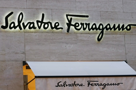 ROME, ITALY - MARCH 08  Salvatore Ferragamo luxury shop on Via del Condotti in Rome on March 08, 2011 in Rome, Italyのeditorial素材
