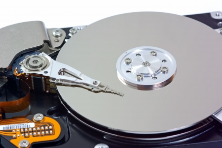 Hard disk investigation isolated on white