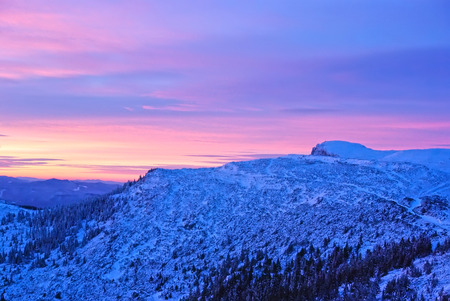Mountain landscape at sunrise in Carpathians.の写真素材