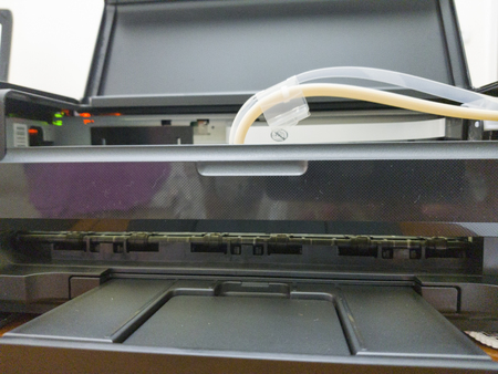Domestic ink-jet printer with open cover