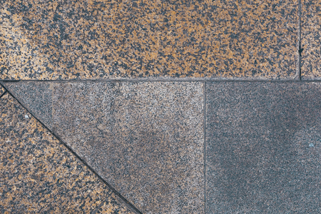 Close up dirty tiles floor pattern background, rough vintage tiles design texture, uneven retro shingle stripesの写真素材
