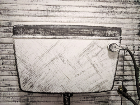 Creative toilet bowl. Abstract   drawing lines and  patterns on a white table.の写真素材