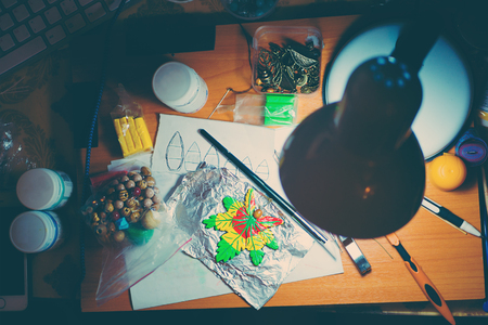 Creative work space for creating accessories. Accessories creating.の写真素材