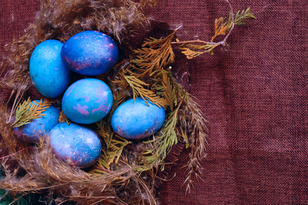space galactic Easter eggs in the nestの写真素材