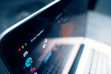 Bishkek, Kyrgyzstan - March 14, 2020: Discord voice communication app for remote work or study.の写真素材