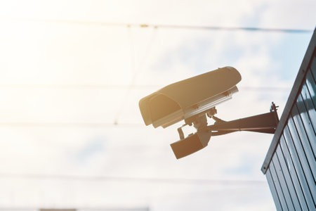 A cuttingedge modern surveillance camera capturing the critical essence of urban security and...