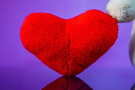 heart  on the glass with  purple background. Get Taste Forever Valentine.の写真素材