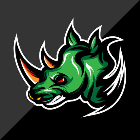 Rhino head gaming icon with a black backgroundのイラスト素材