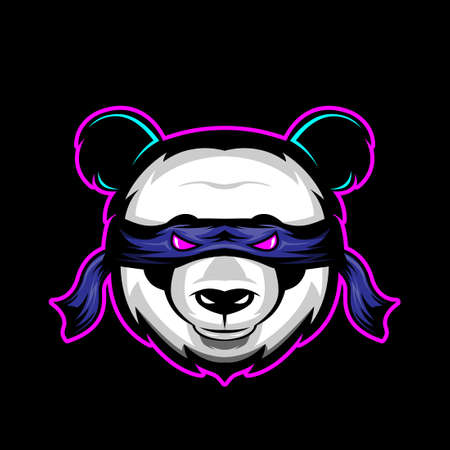 Panda gaming team with a black backgroundのイラスト素材