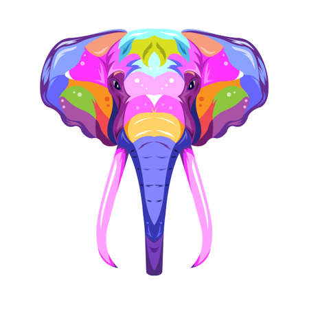 elephant head with pop art a white backgroundのイラスト素材
