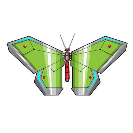 butterfly vector icons with robot style a white backgroundのイラスト素材