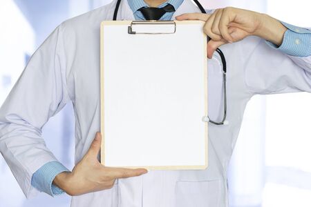 A doctor hold copy space clipboard for text medical concept