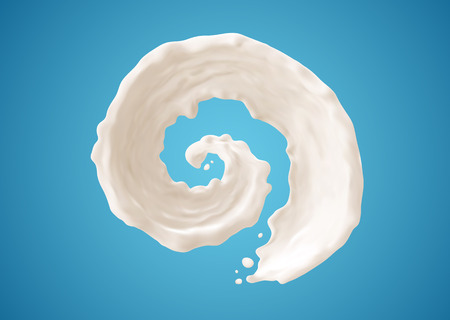 Milk splashes isolated on blue background. Gradient Mesh.のイラスト素材