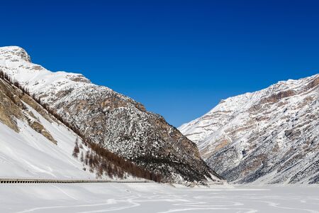 Snowy landscape of Livignoの写真素材
