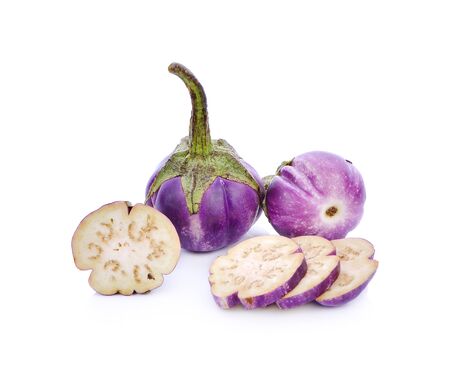 eggplants isolated on white backgroundの写真素材
